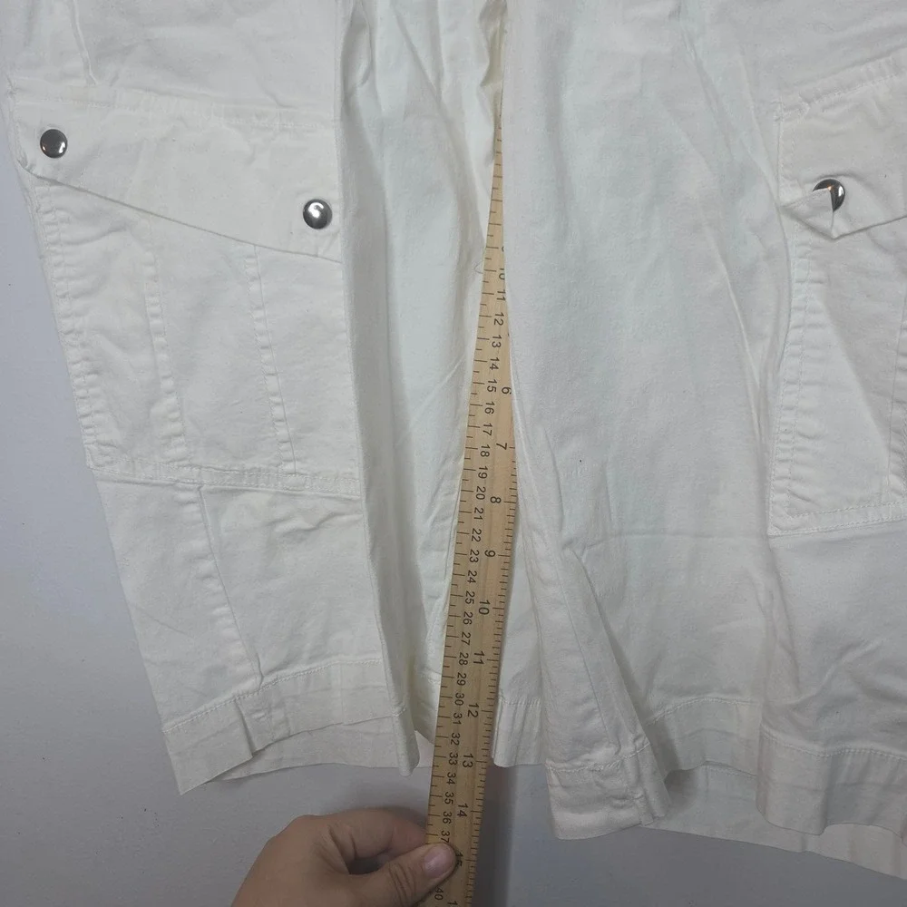 Ashley Stewart White Cargo Shorts Womens 14 Stretch Cotton Utility Knee Length